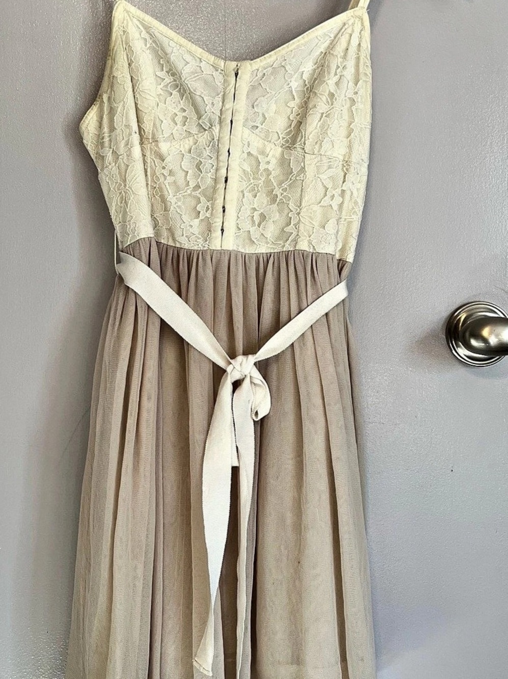 American Eagle Outfitters Lace Bodice Mini Dress in Cream Size 0 Like New